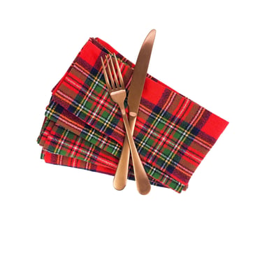 Tartan Plaid Flannel Napkins, Christmas Table Decor, Set of 4 