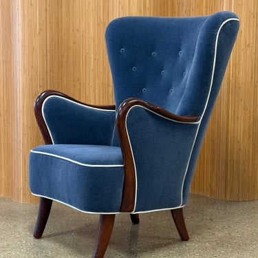 Danish Art Deco Wingback Lounge Chair