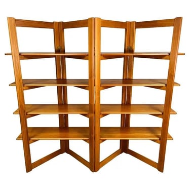 Danish Modern Freestanding Teak Bookcase Shelving Etagere Or Wall Unit 
