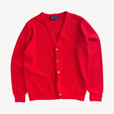 Vintage 1990s Fine Knit Red Cardigan | Retro Sweater Medium/Large 