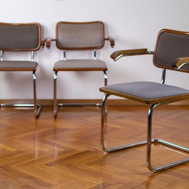 Mid-century Modern Cesca Chair | Marcel Breuer B32 Cesca | Bauhaus | 70's Dining Armchairs | Cantilever Chair | Vintage Chrome Office Stool 
