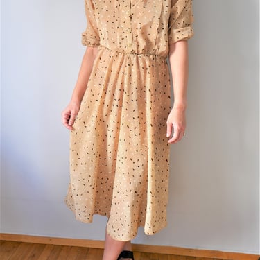 Vintage beige earthy camisole 40s style camisole shirt dress classics basics capsule size M 