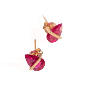 JANUKA Ruby Teardrop Stone Stud Band Earrings
