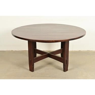 Early Gustav Stickley Antique Mission Oak Arts & Crafts Round Dining Table, Circa 1901