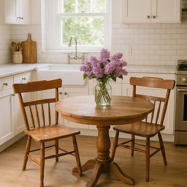 Farmhouse chairs dining chairs  kitchen chairs, two chairs, farmhouse decor, rare vintage chairs, old chairs, sturdy chairs, maple wood 