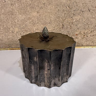 Hollywood Regency Godinger Box Safe Keep Tin Faux Bamboo 