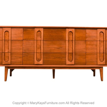 Mid-Century Lane Walnut Nine Drawer Dresser 