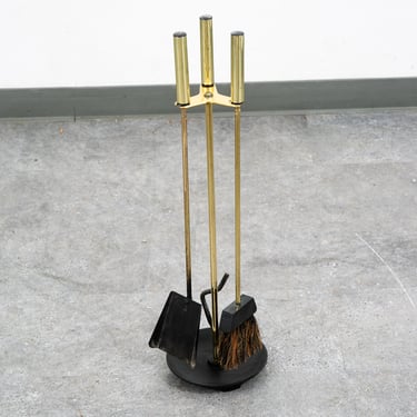 Mid Century Modern Fireplace Tools Brass Cast iron Pilgrim Seymour Nelson Metal