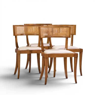 Michael Taylor for Baker Klismos Mid Century Cane Dining Chairs - Set of 4 - mcm 