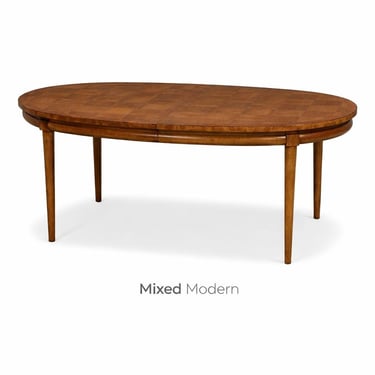 Parque 68”-104” Walnut and Burl Oval Dining Table 