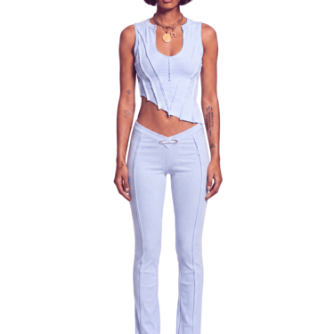 ASYMMETRIC TEYANA TANK IN PALE BLUE ECO RIB