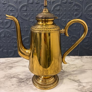 Antique Brass Teapot with Etching 1906