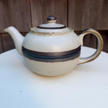 Vintage Otagiri Teapot Stoneware Pottery Horizon Pattern 5” X 5” Made in Japan 