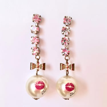 Vintage Pearl Drop Earrings by Betsey Johnson Bridal Earrings 