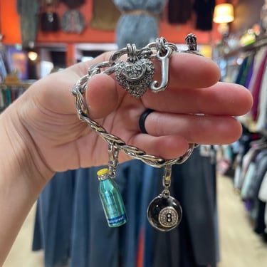 Vintage Y2K Juicy Couture Heavy Chain Charm Bracelet w 8 Ball Locket & Suntan Lotion | 2000s, Girly, Beach Babe, Collectible, Nostalgia 