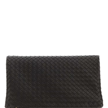 Bottega Veneta Women Dark Brown Leather Giornale Clutch