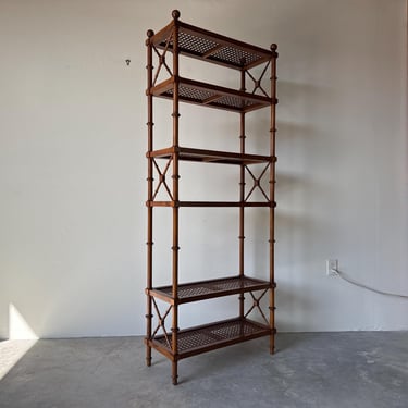 1970s Hollywood Regency Faux Bamboo and Cane Six-Tier Etagere 