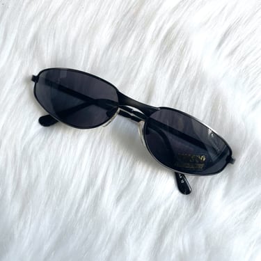 Vintage Y2K Silver and Black Dark Tinted Sunglasses 