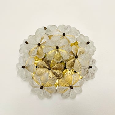 1 of 2 Floral Mid-Century Modern Crystal Glass Wall Lamps by Ernst Palme | 1960s 