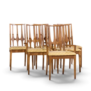 Broyhill Brasilia Mid Century Walnut Dining Chairs - Set of 6 - mcm 