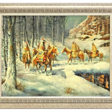Oil Painting, Framed, Western, Americo Makk (1927-2015) , 'ENDURANCE' 30" X 40"