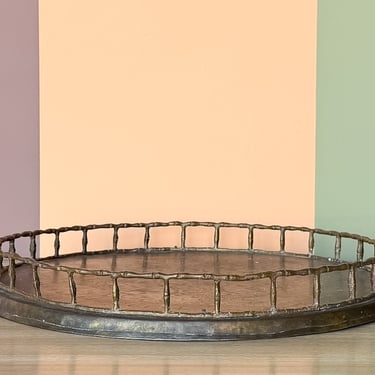 Round Faux Bamboo Brass Tray