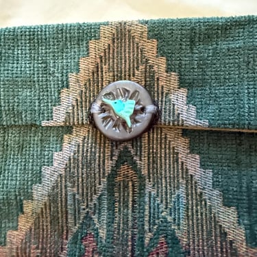 Soft Kilim Purse, Turquoise Embellishment, Native American Inspired, Cross Body Satchel, Carpet Tapestry Bag, Clutch, Tribal Woven Fabric 