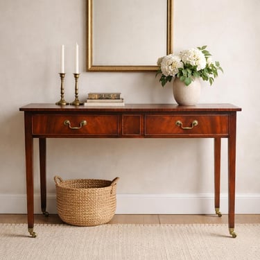 Georgian Style Mahogany Console Table | Federal Flame Mahogany Server  - CUSTOM PAINT / REFINISHING Available 