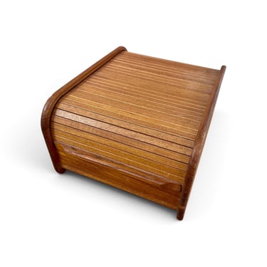 Vintage Kalmar Designs Teak Tambour Box Desktop Organization Storage 