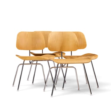 Charles & Ray Eames for Herman Miller DCM White Ash Dining Chairs - Set of 4 