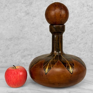 Vintage Italian Leather Wrapped Cognac Liquor Decanter w/ Stopper