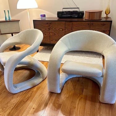 Vintage Pair of Postmodern Jaymar Tongue Chairs 1980s - Free Shipping 