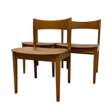 Free shipping within continental US - Mid-Century Modern Dining Chairs, Set of 3, Wooden Frames with Curved Backrests and Upholstered Seats 