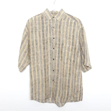 vintage 1990s y2k SILK bamboo pattern KRAMER seinfeld vintage silk button down boxy slouchy shirt -- men's size Small 