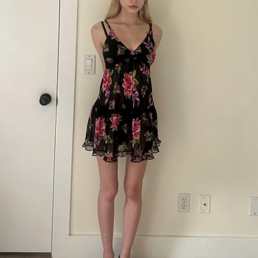 Y2K Betsey Johnson Slip Dress (L) large pink black vintage 