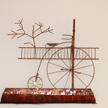Enesco Imports Hong Kong Brutalist Copper Bicycle Sculpture MCM 