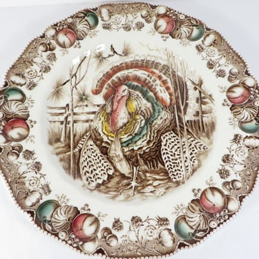 Johnson Brothers Turkey Dinner Plate - His Majesty Thanksgiving Transferware Dinner Plate 