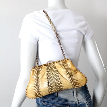vintage Leyla snakeskin clutch with optional shoulder strap 