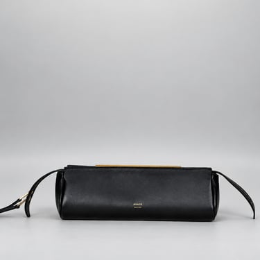 KHAITE, Donna Evening Lambskin Clutch with Gold Hardware, Black