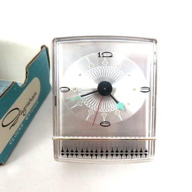 Ingraham Travel Alarm Clock Mid Century Case Vintage Small Bedside Clock 