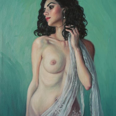 Female Nude Giclée Print from Original Painting by Pat Kelley. Romantic Contemporary Realism, 16x12 