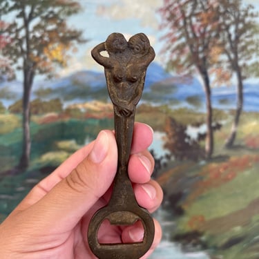 Free shipping within conveniental US - Vintage Likely Cast Iron Figural Nude Double Woman Bottle Opener 