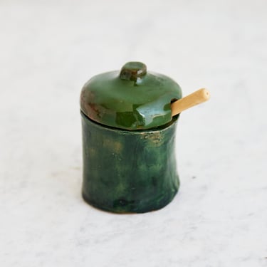 Hand Made Salt Cellar with Petite Wood Spoon | Signed by Artist