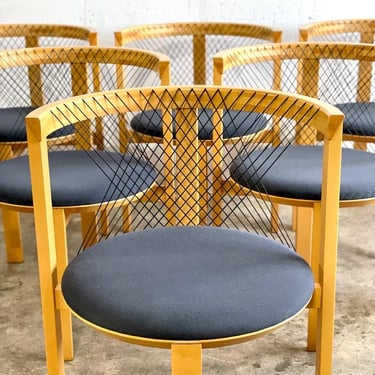 Niels Jorgen String Dining Chairs Set of 6 Danish Modern 