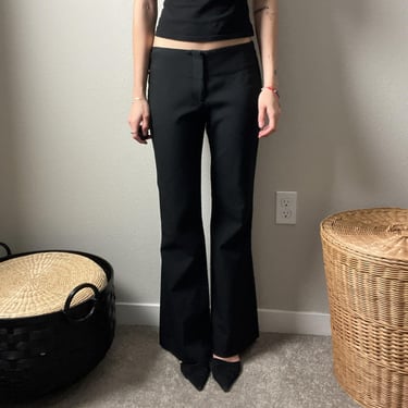 y2k 90s vintage black minimalist low rise flared leg office siren trousers pants 