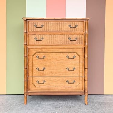 Natural Faux Bamboo Tall Chest