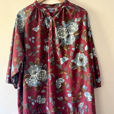 plus size 70s vintage blouse / 1970s peasant blouse / vintage 70s plus size top / plus size hippy shirt / plus size vintage hippie top 