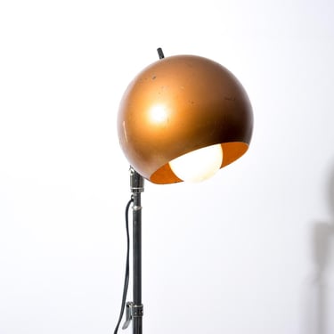Mid Century Modern Orb Eyeball Floor Lamp with Tripod Base, Copper Color, Space Age, Vintage 1960s, Sphere Lamp 