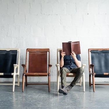 The Sling Chair - An Iconic Leather & Wood Lounge or Side Chair Handcrafted by Fernweh Woodworking In Bend, Oregon 