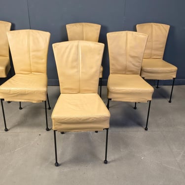 Vintage leather dining chairs, set of 6, 1980s - vintage dining chairs in the manner of Gerard Van Den Berg for Montis - design chairs 